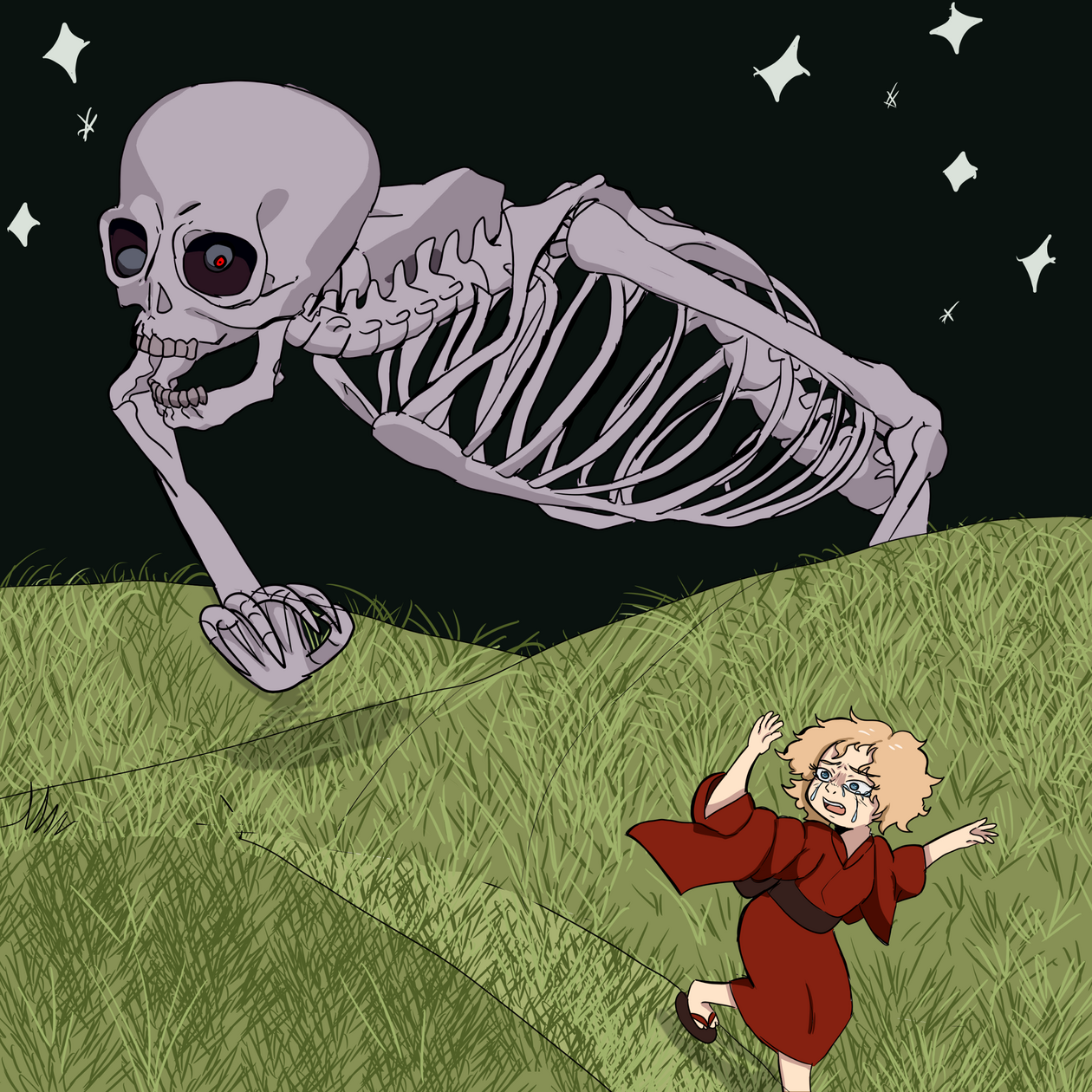 Gashadokuro Nightmare Storybook Illustration